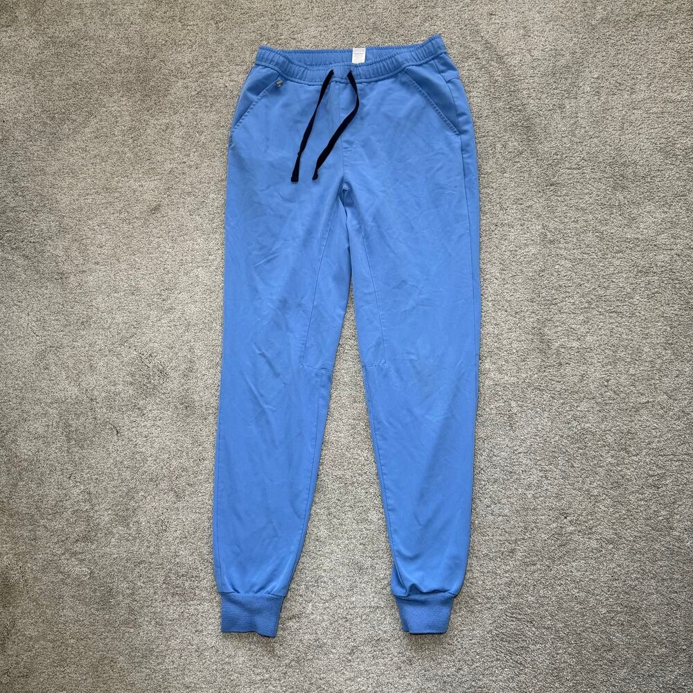 Figs Zamora Jogger Scrub Pants Womens Sz S/T Blue Drawstring Waist Medical Work